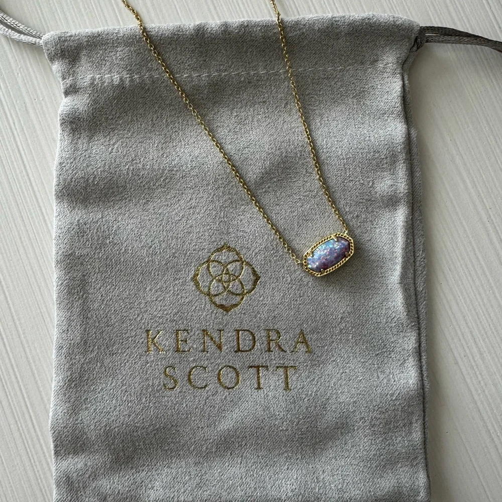 Kendra Scott Elisa Gold Necklace with Lilac Opal Stone - Picture 2 of 8